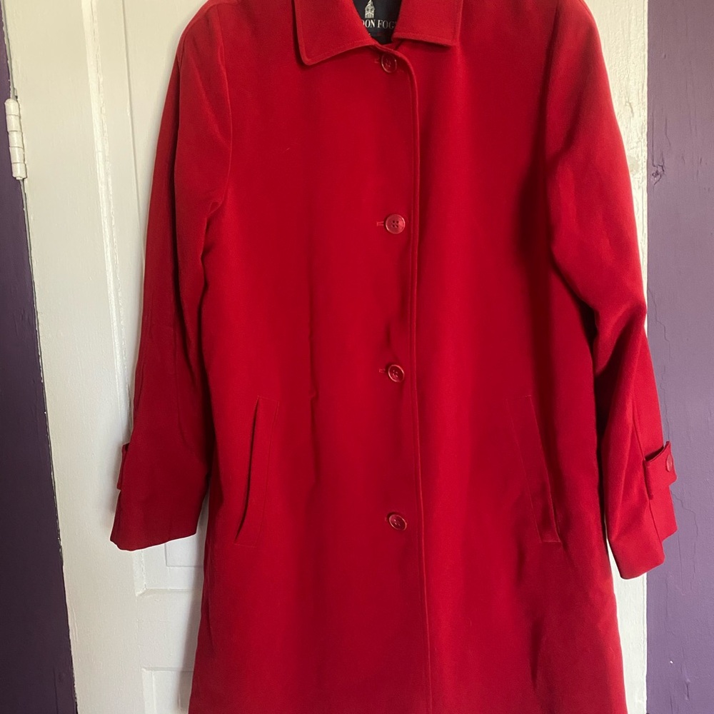 Women's Red London Fog Trench